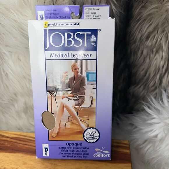 Jobst Women Sz L Opaque Compression Thigh Stockings 30-40 mmhg Silicone Dot Band - Picture 1 of 3